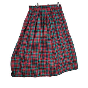 Vintage Claude Skirt Womens 13 14 Plaid Red Green Christmas Office Party Pleated
